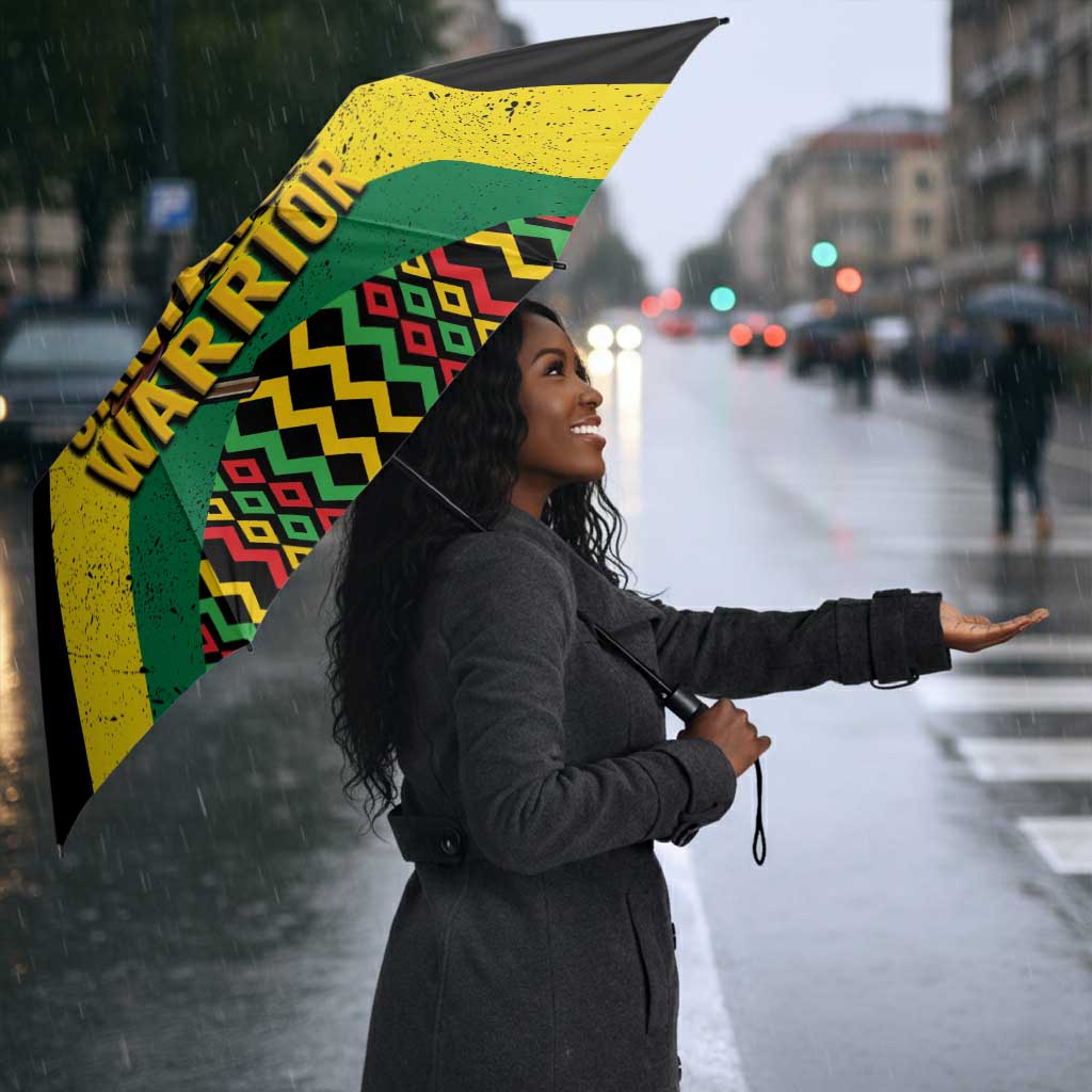 Black Jamaicans Warrior Spirit Umbrella Tribal Fighter in Reggae Colors