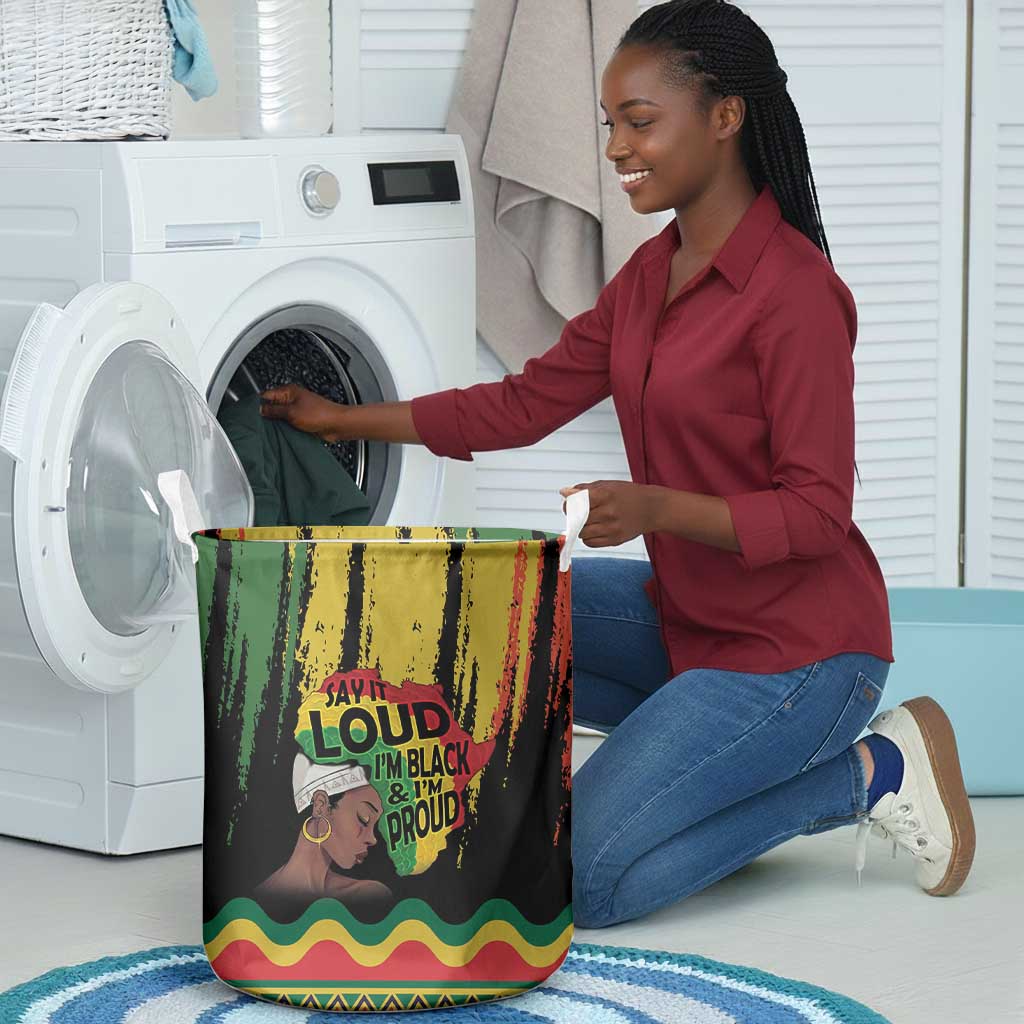 Black History Dreadlocks Map Laundry Basket Say It Loud I’m Black and I’m Proud - African Pride