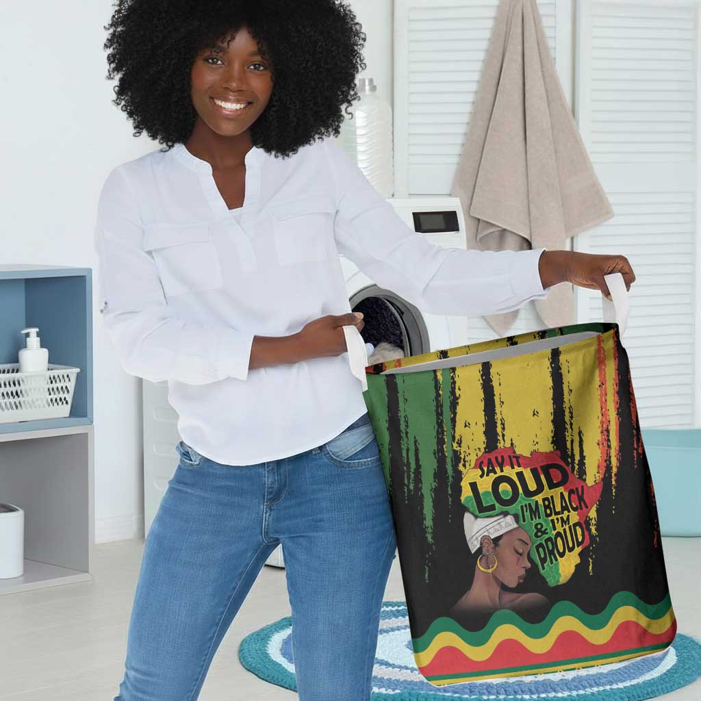 Black History Dreadlocks Map Laundry Basket Say It Loud I’m Black and I’m Proud - African Pride