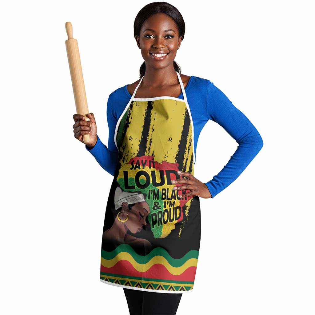Black History Dreadlocks Map Apron Say It Loud I’m Black and I’m Proud - African Pride