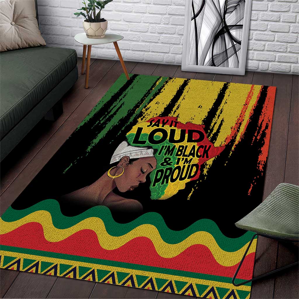 Black History Dreadlocks Map Area Rug Say It Loud I’m Black and I’m Proud - African Pride