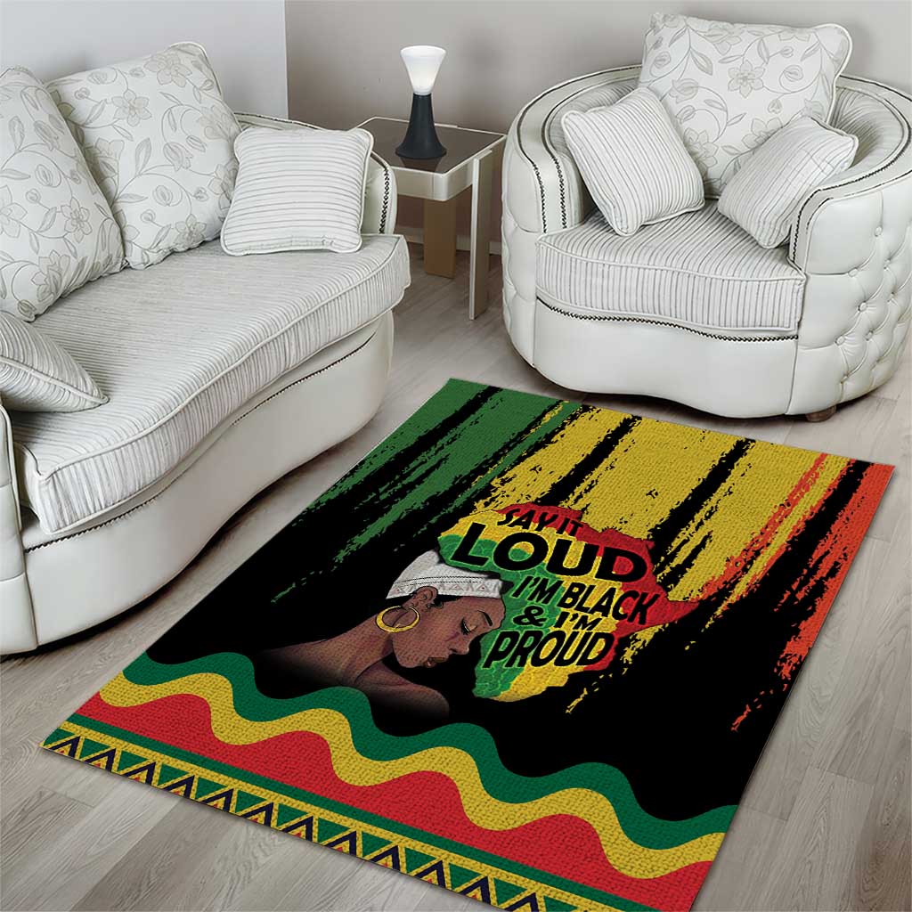 Black History Dreadlocks Map Area Rug Say It Loud I’m Black and I’m Proud - African Pride