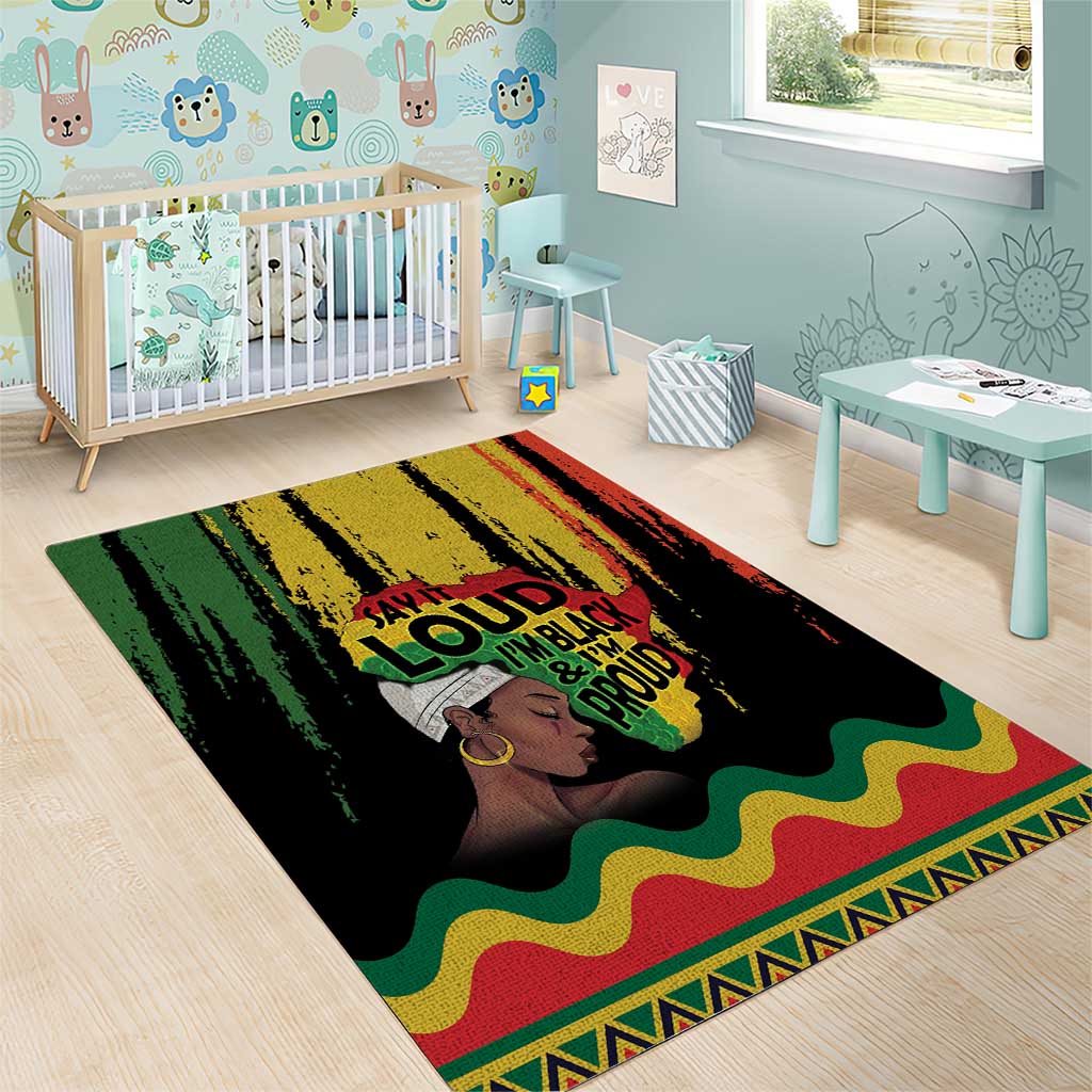 Black History Dreadlocks Map Area Rug Say It Loud I’m Black and I’m Proud - African Pride