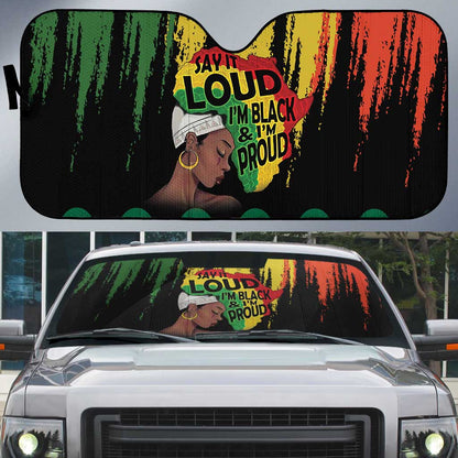 Black History Dreadlocks Map Auto Sun Shade Say It Loud I’m Black and I’m Proud - African Pride