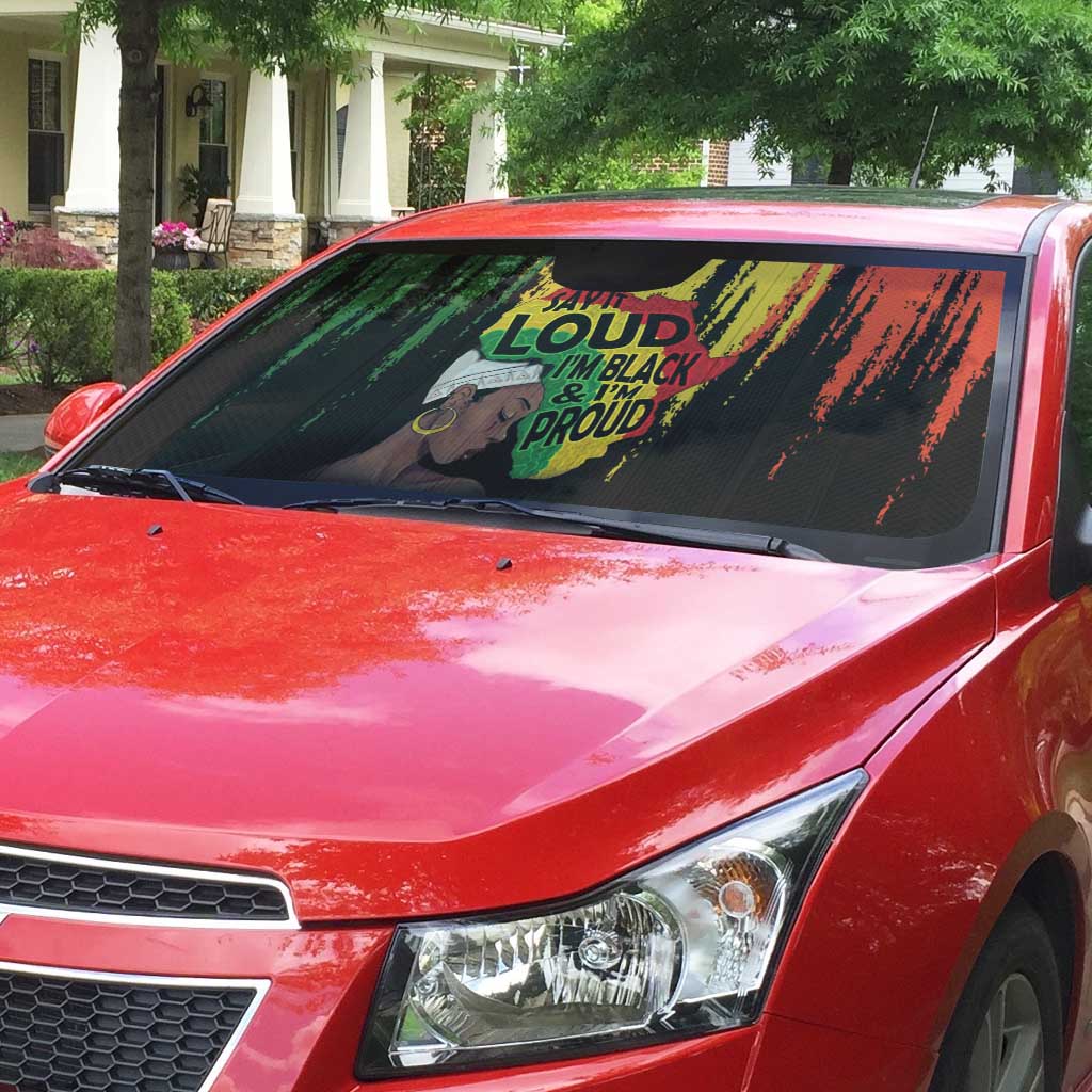 Black History Dreadlocks Map Auto Sun Shade Say It Loud I’m Black and I’m Proud - African Pride
