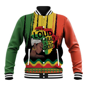 Black History Dreadlocks Map Baseball Jacket Say It Loud I’m Black and I’m Proud - African Pride