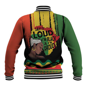 Black History Dreadlocks Map Baseball Jacket Say It Loud I’m Black and I’m Proud - African Pride