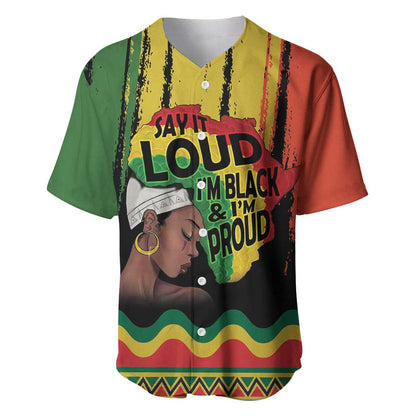 Black History Dreadlocks Map Baseball Jersey Say It Loud Im Black and Im Proud LT19
