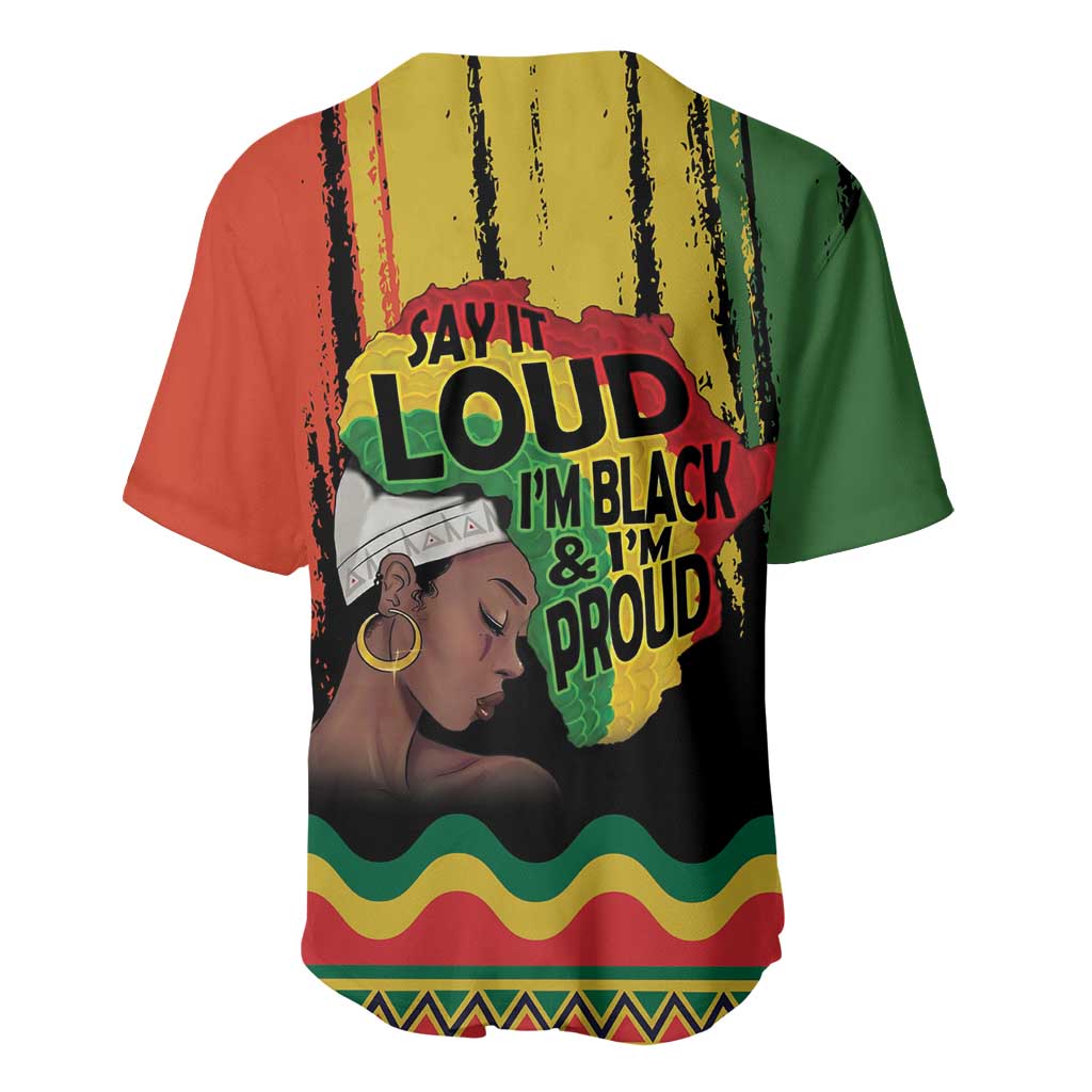 Black History Dreadlocks Map Baseball Jersey Say It Loud Im Black and Im Proud LT19