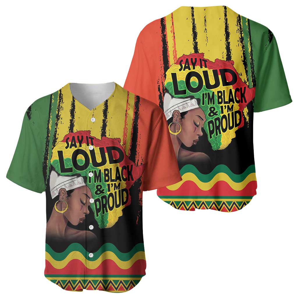 Black History Dreadlocks Map Baseball Jersey Say It Loud Im Black and Im Proud LT19