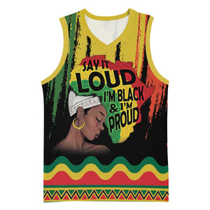 Black History Dreadlocks Map Basketball Jersey Say It Loud I’m Black and I’m Proud - African Pride