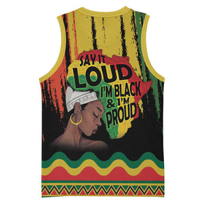 Black History Dreadlocks Map Basketball Jersey Say It Loud I’m Black and I’m Proud - African Pride