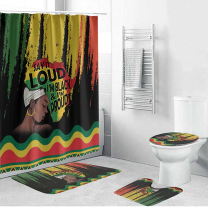 Black History Dreadlocks Map Bathroom Set Say It Loud I’m Black and I’m Proud - African Pride