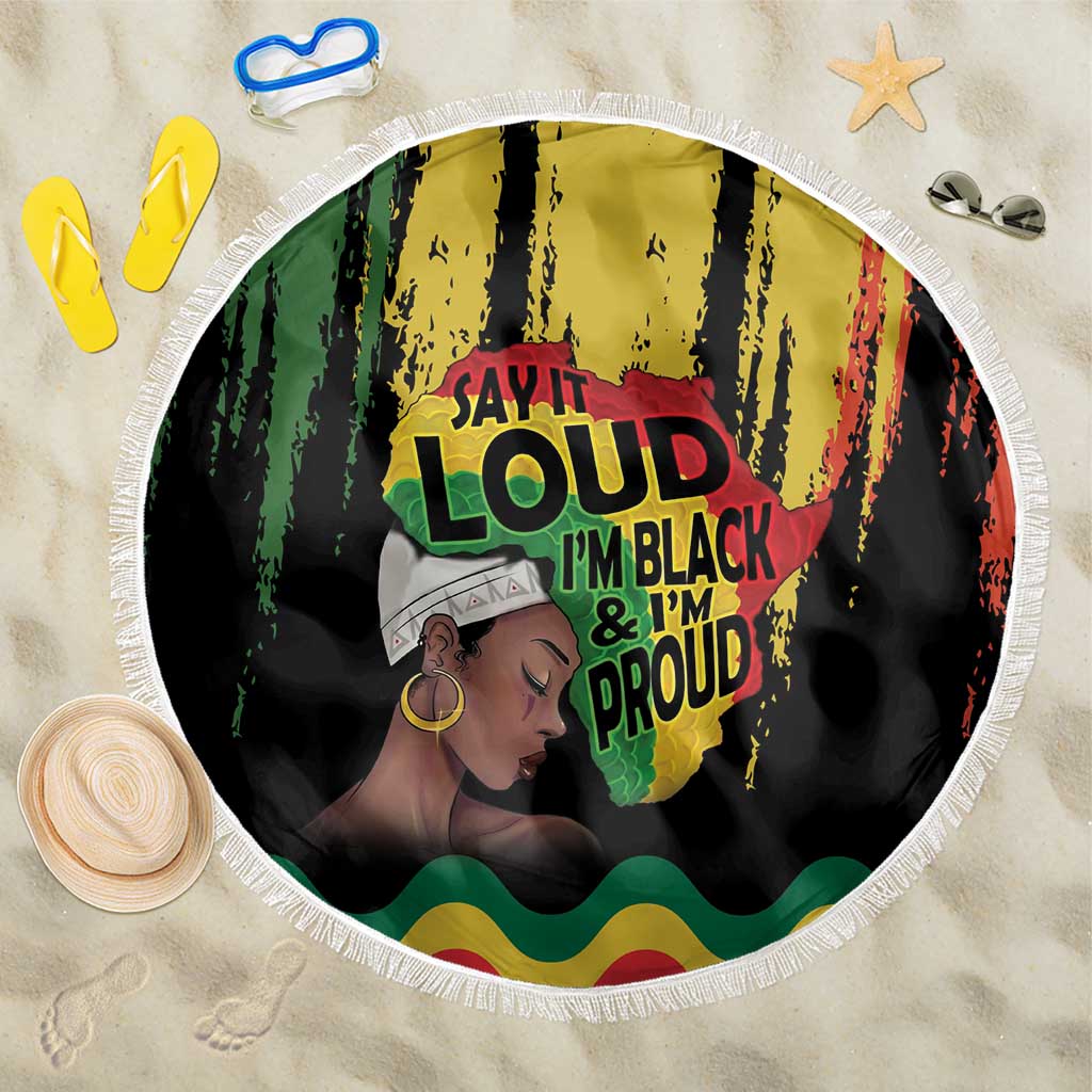Black History Dreadlocks Map Beach Blanket Say It Loud I’m Black and I’m Proud - African Pride