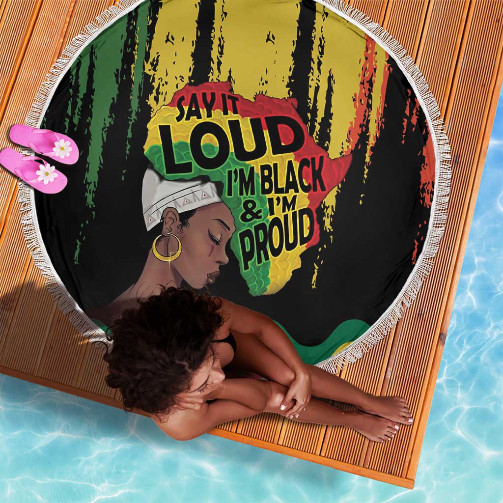 Black History Dreadlocks Map Beach Blanket Say It Loud I’m Black and I’m Proud - African Pride
