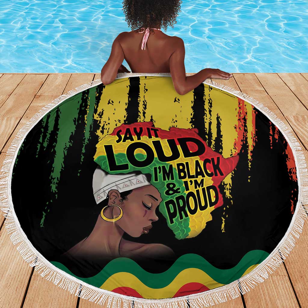 Black History Dreadlocks Map Beach Blanket Say It Loud I’m Black and I’m Proud - African Pride