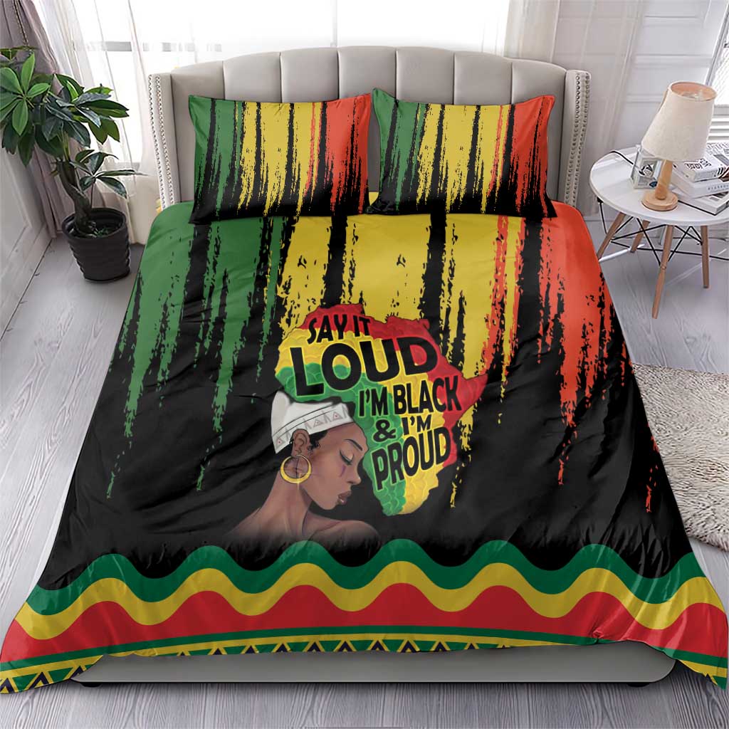 Black History Dreadlocks Map Bedding Set Say It Loud I’m Black and I’m Proud - African Pride