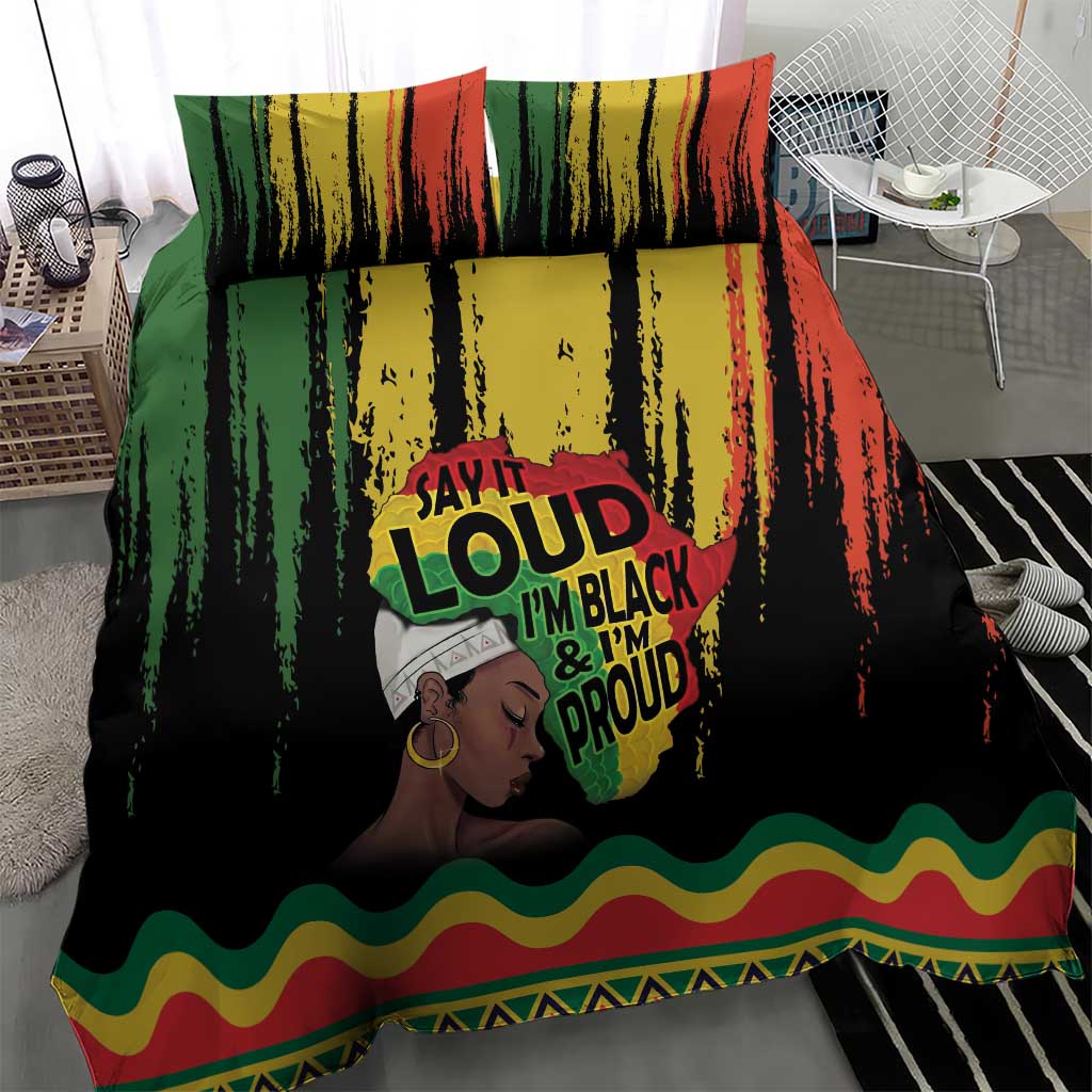 Black History Dreadlocks Map Bedding Set Say It Loud I’m Black and I’m Proud - African Pride