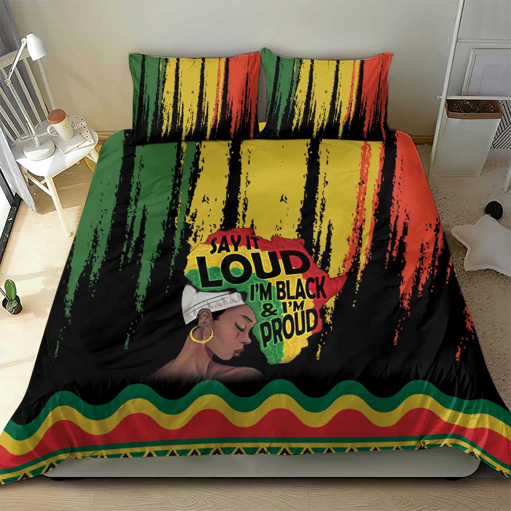 Black History Dreadlocks Map Bedding Set Say It Loud I’m Black and I’m Proud - African Pride