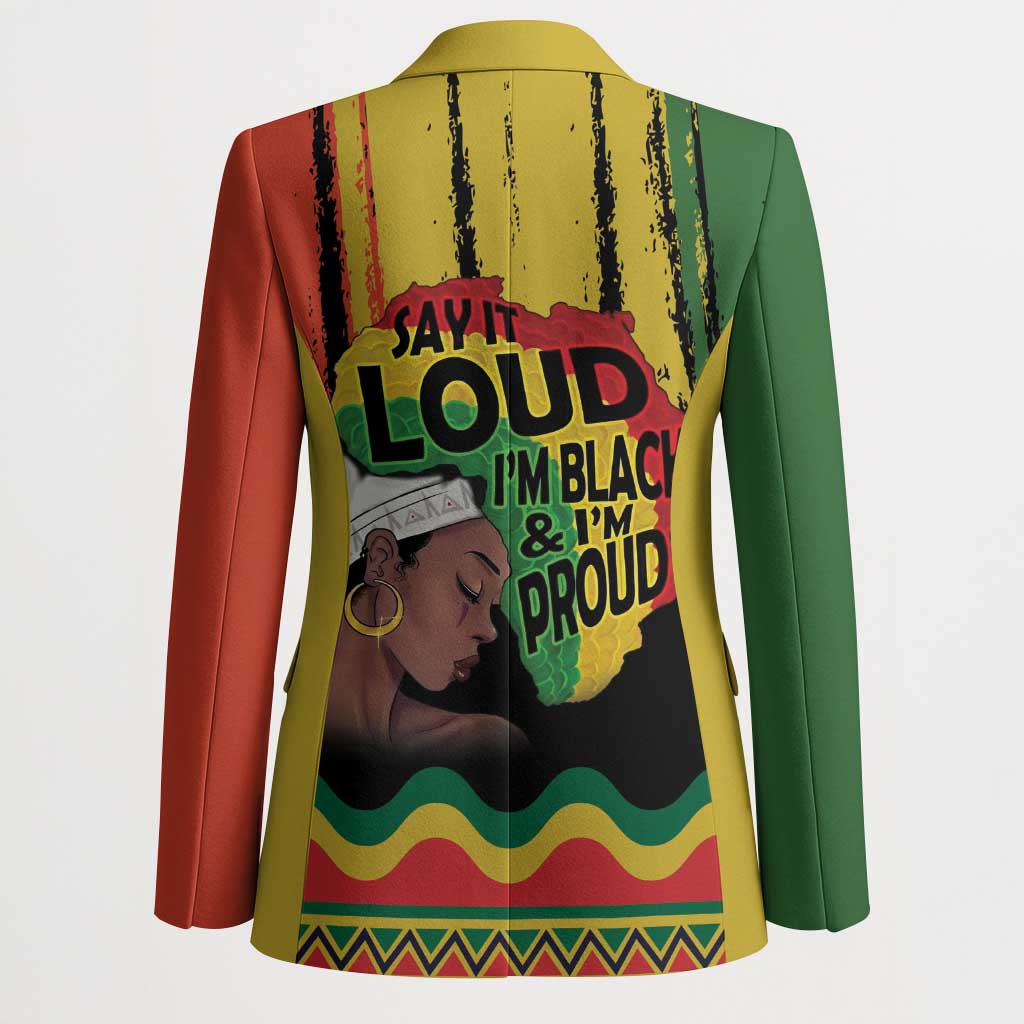Black History Dreadlocks Map Blazer Say It Loud I’m Black and I’m Proud - African Pride