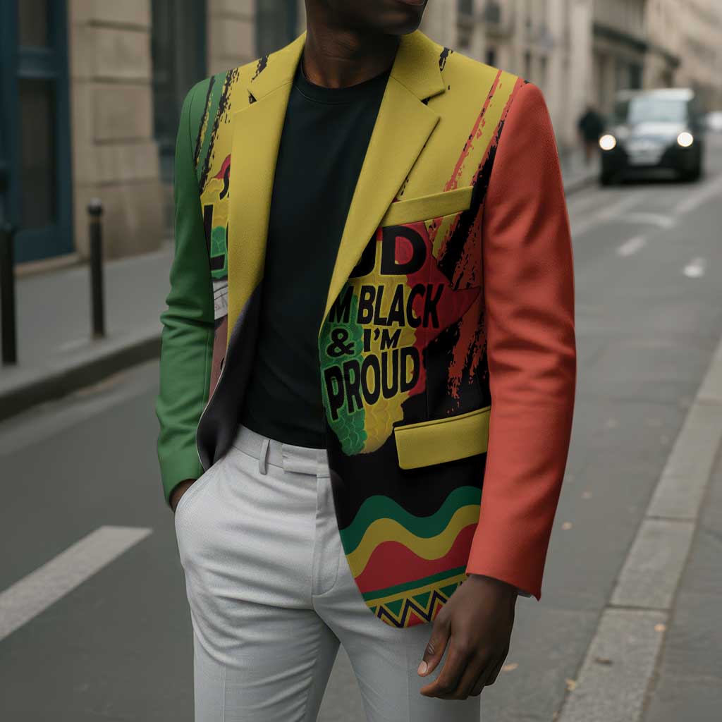 Black History Dreadlocks Map Blazer Say It Loud I’m Black and I’m Proud - African Pride