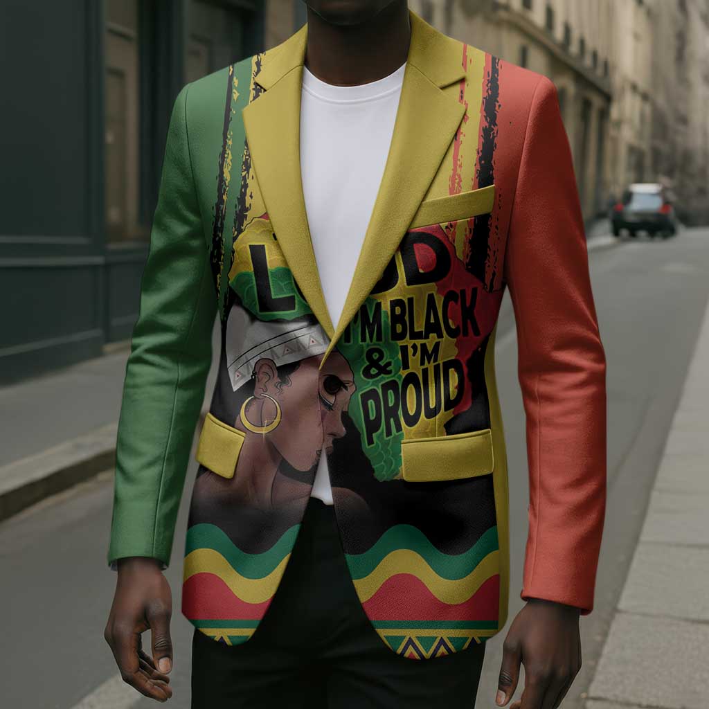 Black History Dreadlocks Map Blazer Say It Loud I’m Black and I’m Proud - African Pride