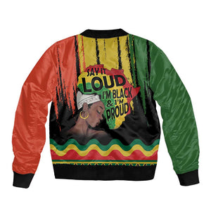 Black History Dreadlocks Map Bomber Jacket Say It Loud I’m Black and I’m Proud - African Pride
