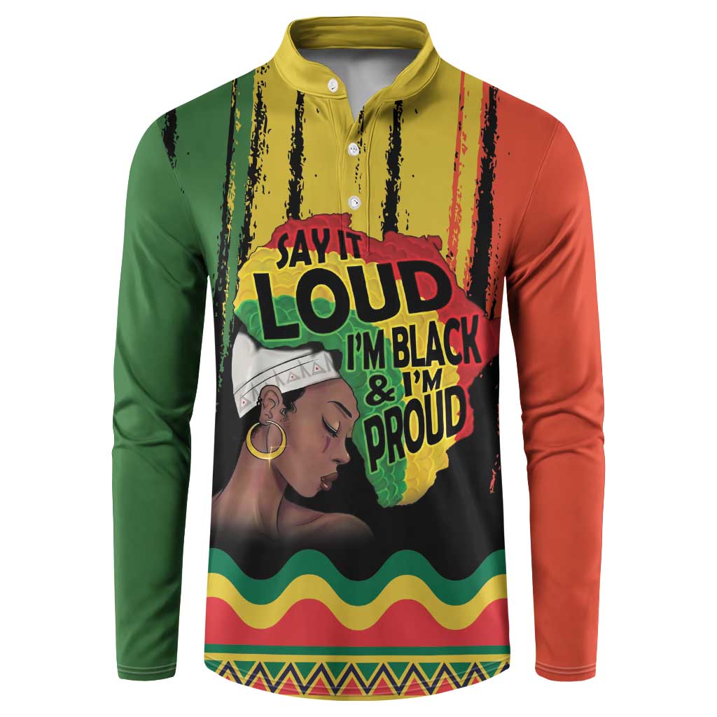 Black History Dreadlocks Map Button Sweatshirt Say It Loud I’m Black and I’m Proud