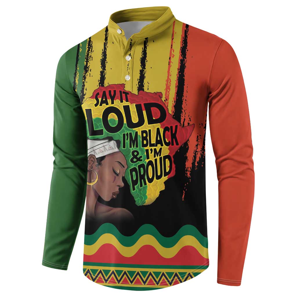 Black History Dreadlocks Map Button Sweatshirt Say It Loud I’m Black and I’m Proud