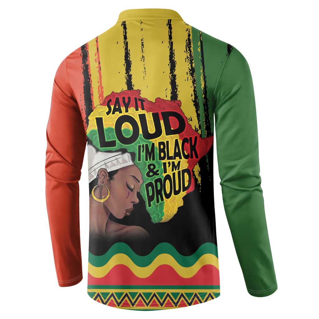 Black History Dreadlocks Map Button Sweatshirt Say It Loud I’m Black and I’m Proud