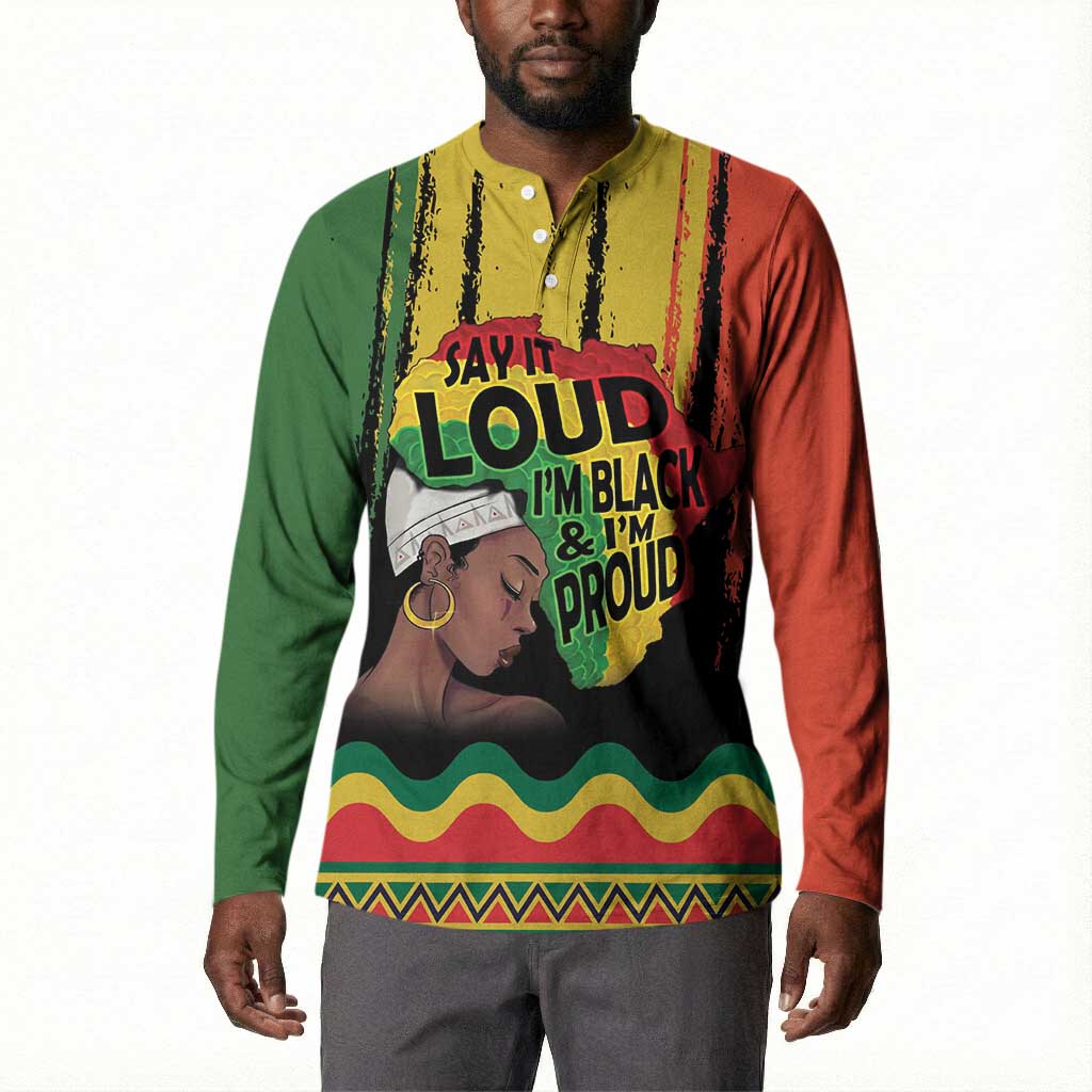 Black History Dreadlocks Map Button Sweatshirt Say It Loud I’m Black and I’m Proud