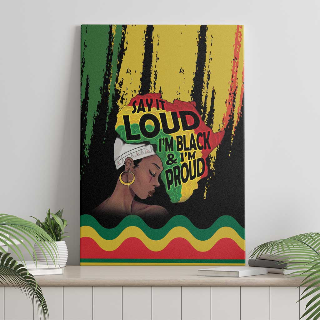 Black History Dreadlocks Map Canvas Wall Art Say It Loud I’m Black and I’m Proud - African Pride