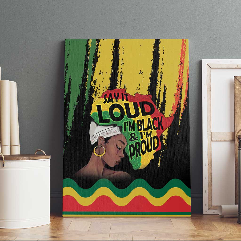 Black History Dreadlocks Map Canvas Wall Art Say It Loud I’m Black and I’m Proud - African Pride