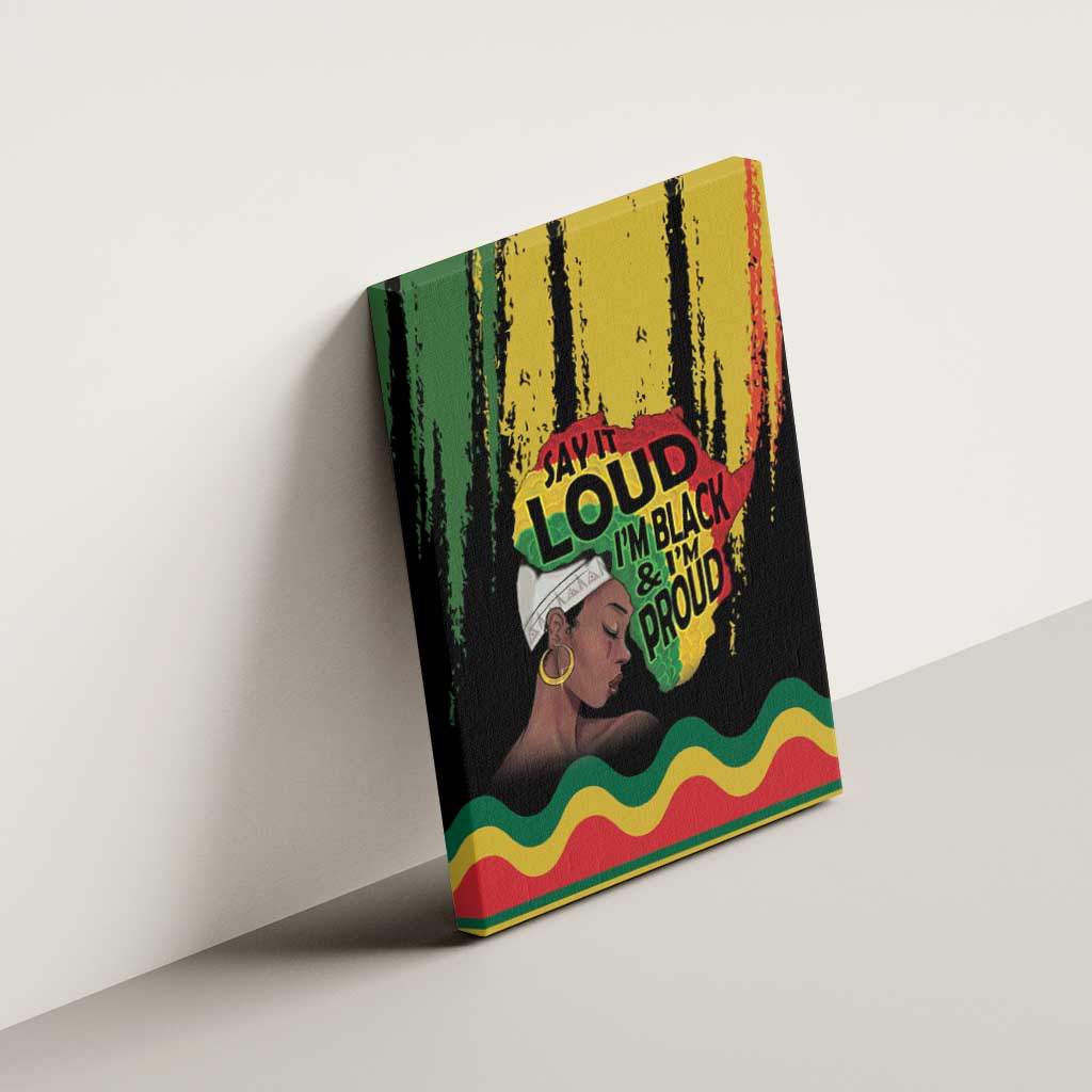 Black History Dreadlocks Map Canvas Wall Art Say It Loud I’m Black and I’m Proud - African Pride