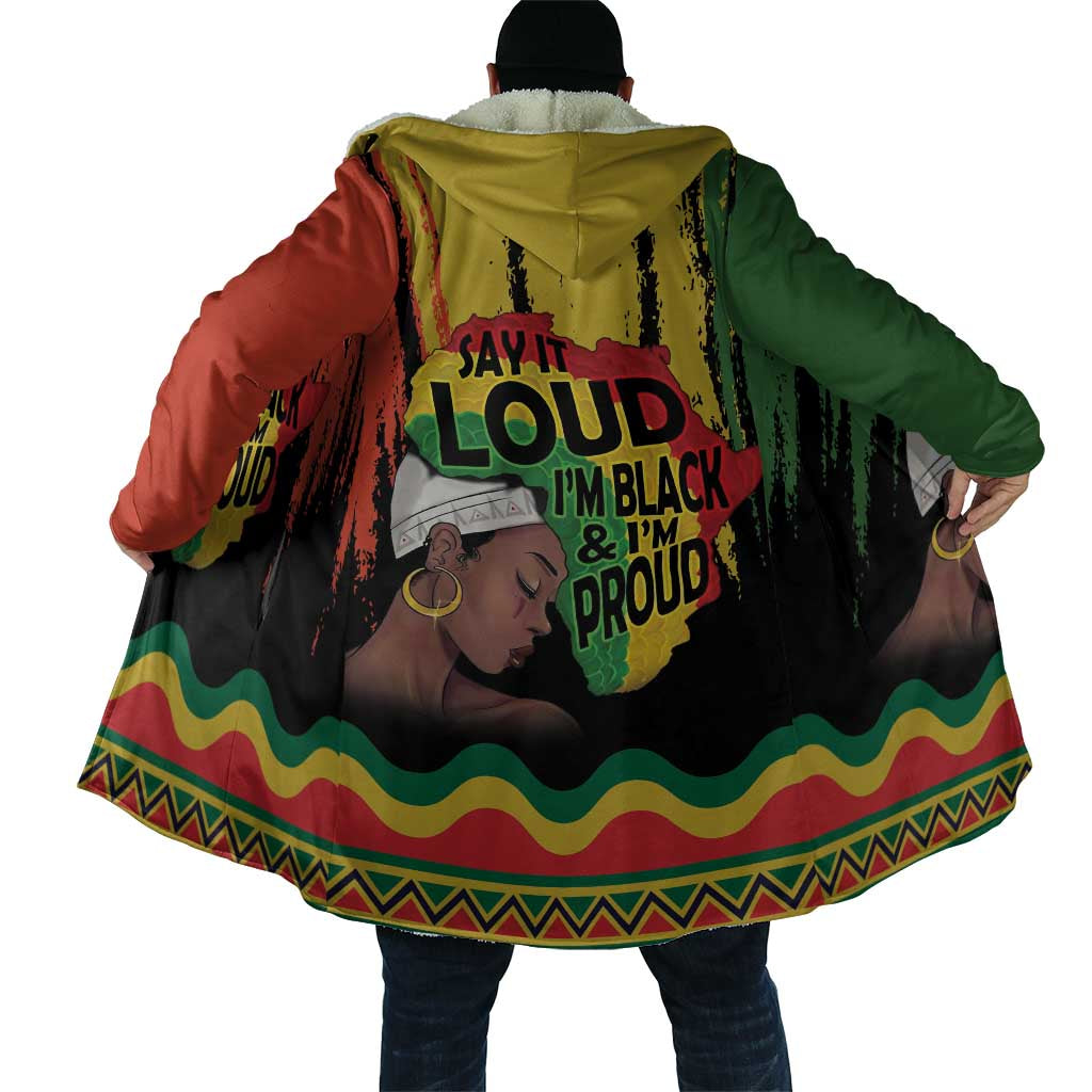 Black History Dreadlocks Map Cloak Say It Loud I’m Black and I’m Proud - African Pride