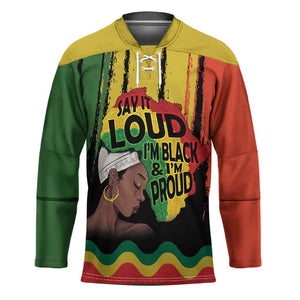 Black History Dreadlocks Map Hockey Jersey Say It Loud I’m Black and I’m Proud - African Pride
