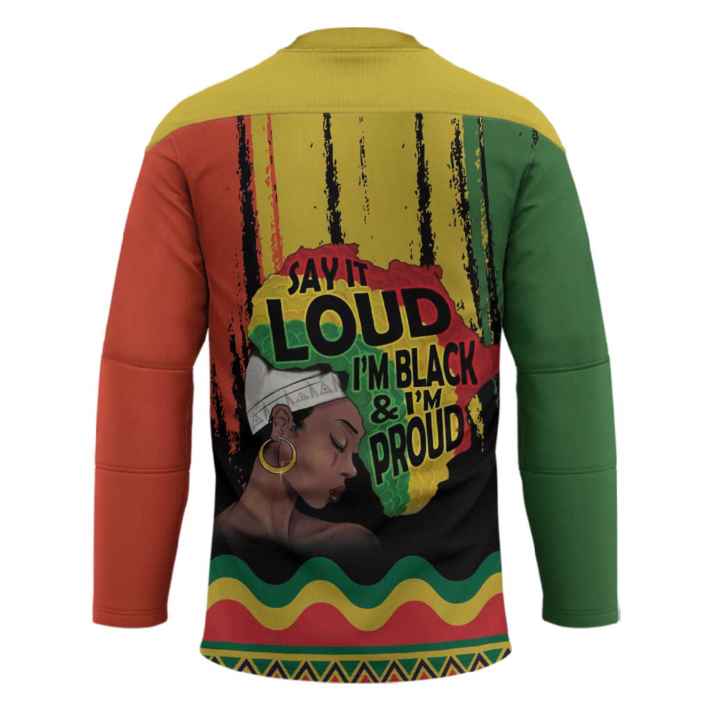 Black History Dreadlocks Map Hockey Jersey Say It Loud I’m Black and I’m Proud - African Pride