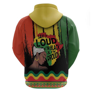 Black History Dreadlocks Map Hoodie Say It Loud I’m Black and I’m Proud - African Pride