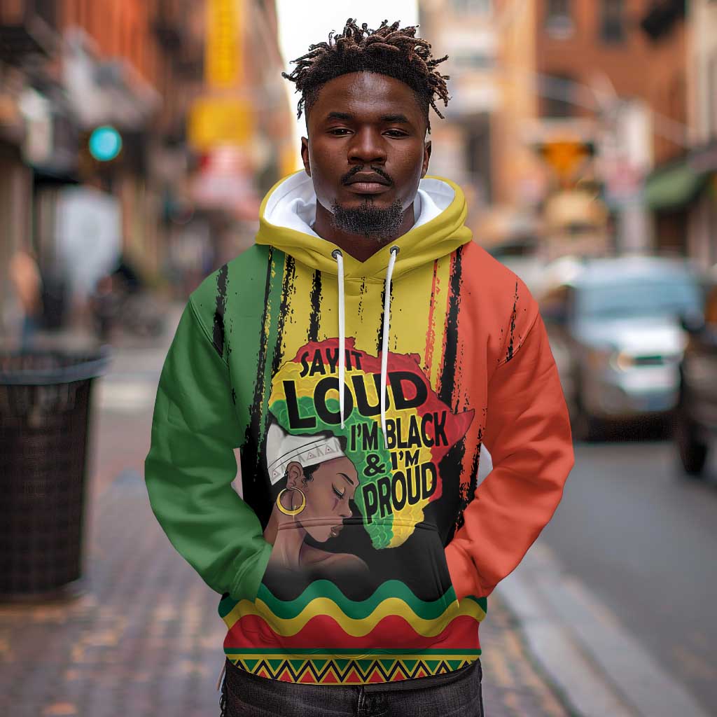 Black History Dreadlocks Map Hoodie Say It Loud I’m Black and I’m Proud - African Pride
