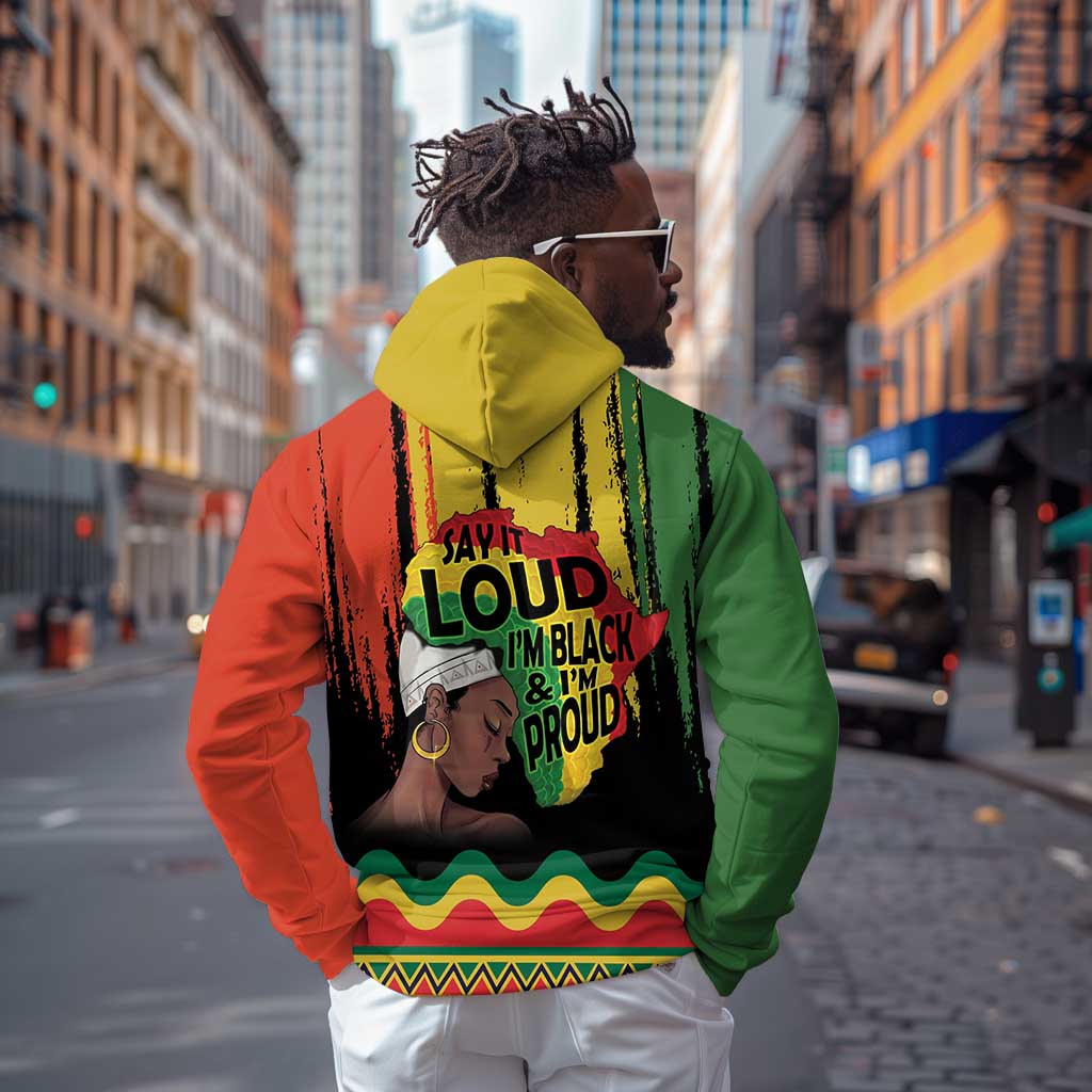 Black History Dreadlocks Map Hoodie Say It Loud I’m Black and I’m Proud - African Pride