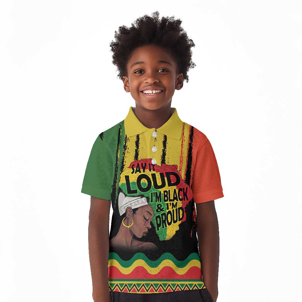 Black History Dreadlocks Map Kid Polo Shirt Say It Loud Im Black and Im Proud LT19