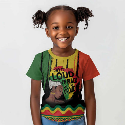 Black History Dreadlocks Map Kid T shirt Say It Loud Im Black and Im Proud LT19