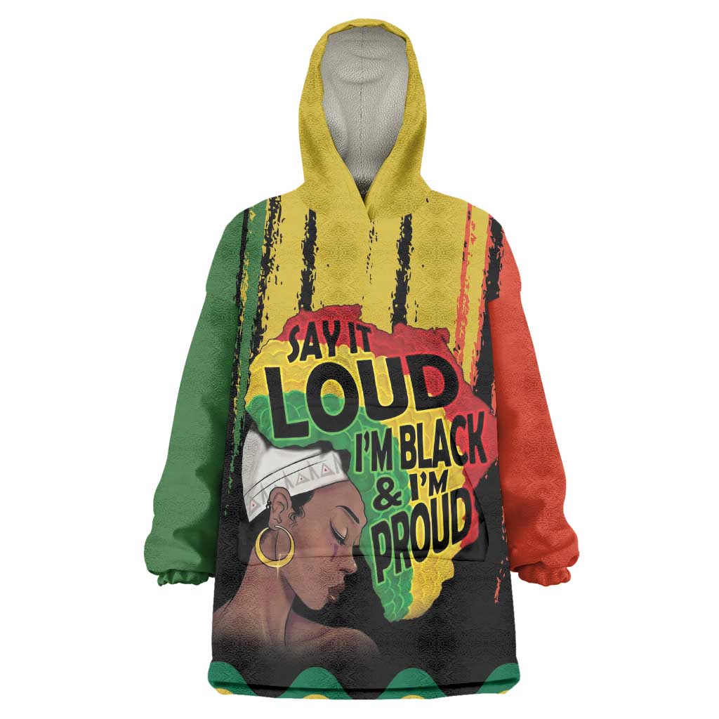 Black History Dreadlocks Map Kid Wearable Blanket Hoodie Say It Loud I’m Black and I’m Proud - African Pride
