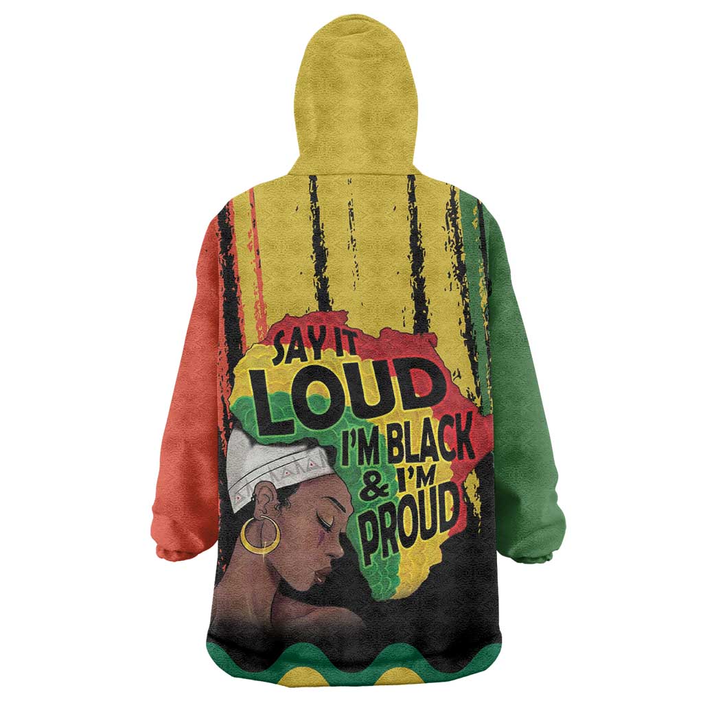 Black History Dreadlocks Map Kid Wearable Blanket Hoodie Say It Loud I’m Black and I’m Proud - African Pride
