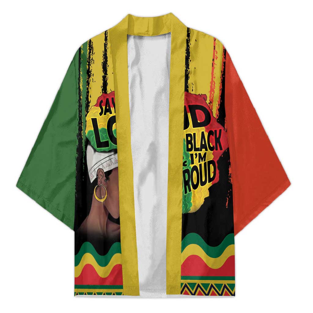 Black History Dreadlocks Map Kimono Say It Loud I’m Black and I’m Proud - African Pride