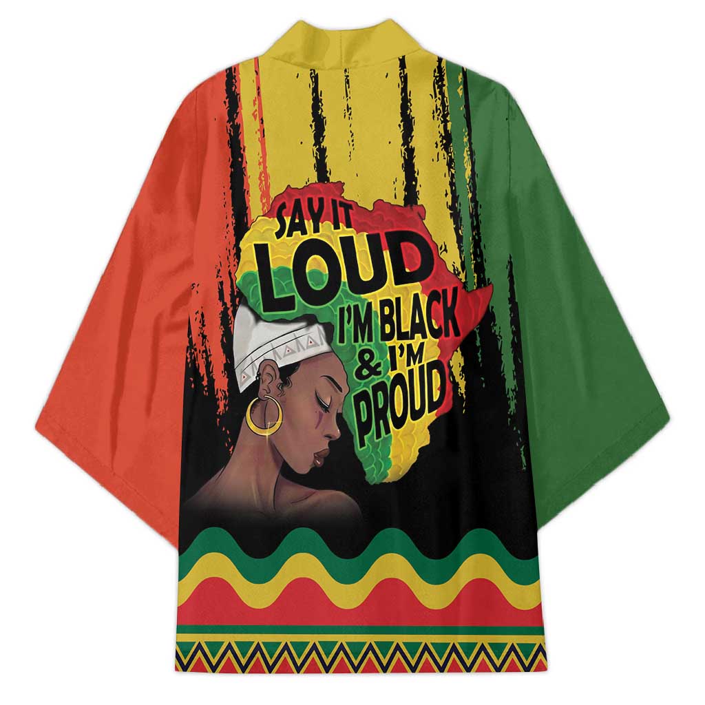 Black History Dreadlocks Map Kimono Say It Loud I’m Black and I’m Proud - African Pride