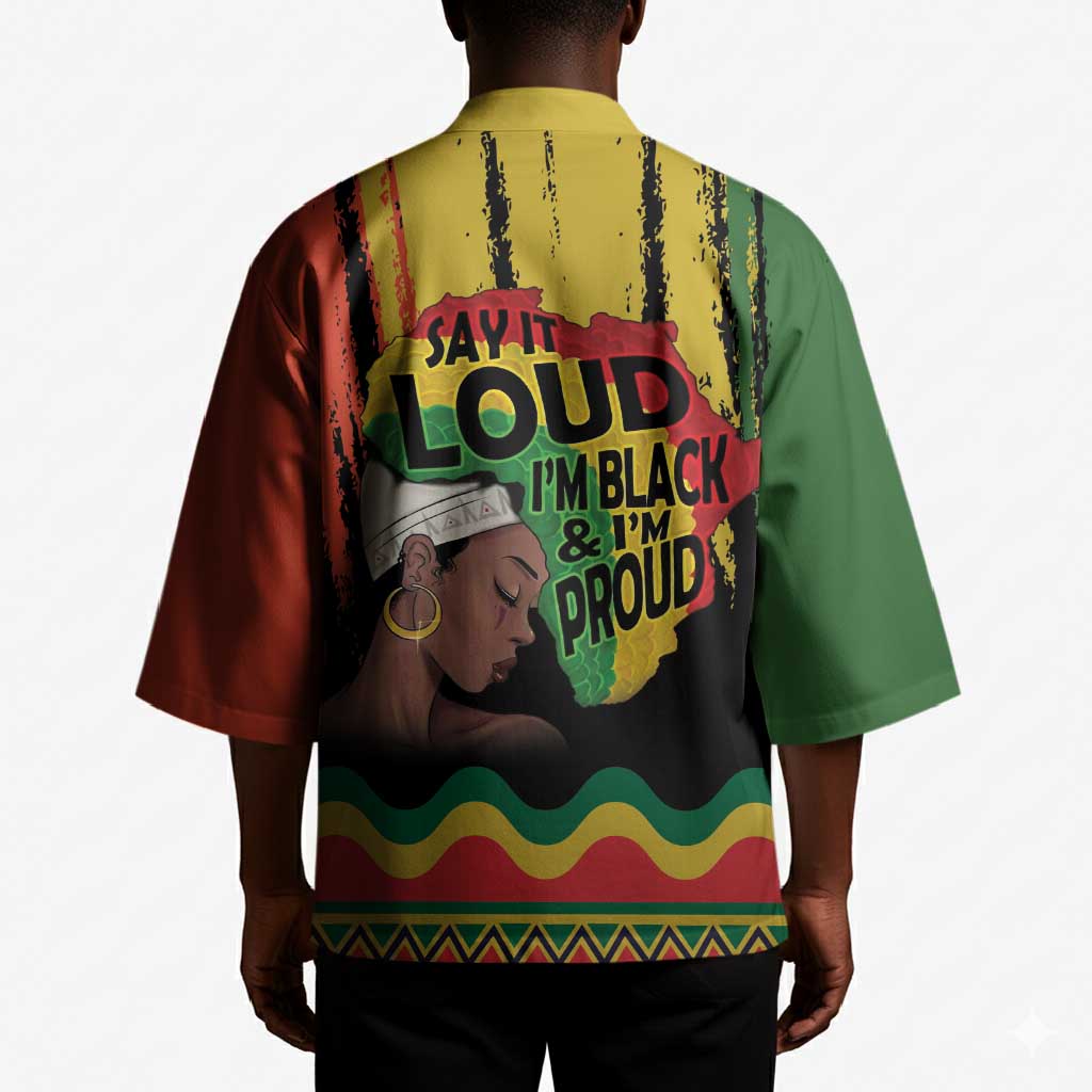 Black History Dreadlocks Map Kimono Say It Loud I’m Black and I’m Proud - African Pride