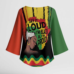 Black History Dreadlocks Map Kimono Sleeve Blouse Say It Loud I’m Black and I’m Proud - African Pride