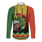 Black History Dreadlocks Map Long Sleeve Button Shirt Say It Loud I’m Black and I’m Proud - African Pride