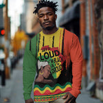 Black History Dreadlocks Map Long Sleeve Shirt Say It Loud I’m Black and I’m Proud - African Pride